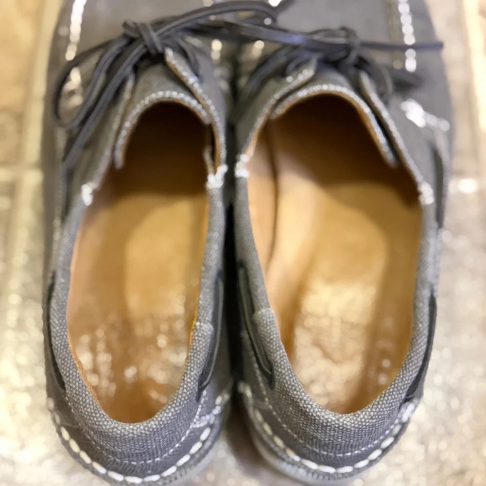 Peter Millar Mens Grey Canvas Boat Shoes MS16F01 Size 8M Brazil